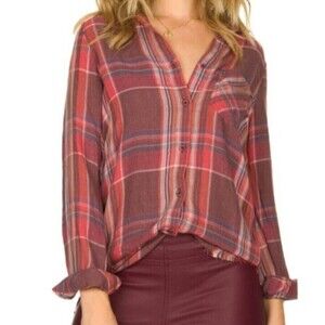 Bella Dahl Red Plaid Button Down Shirt